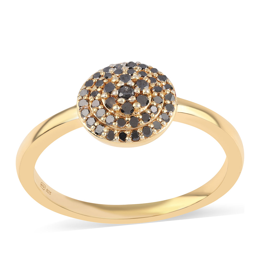 Inel din Argint 925 Placat cu Aur ( 2.58 grame ) cu Diamant Negru 0.32 Carate 1 