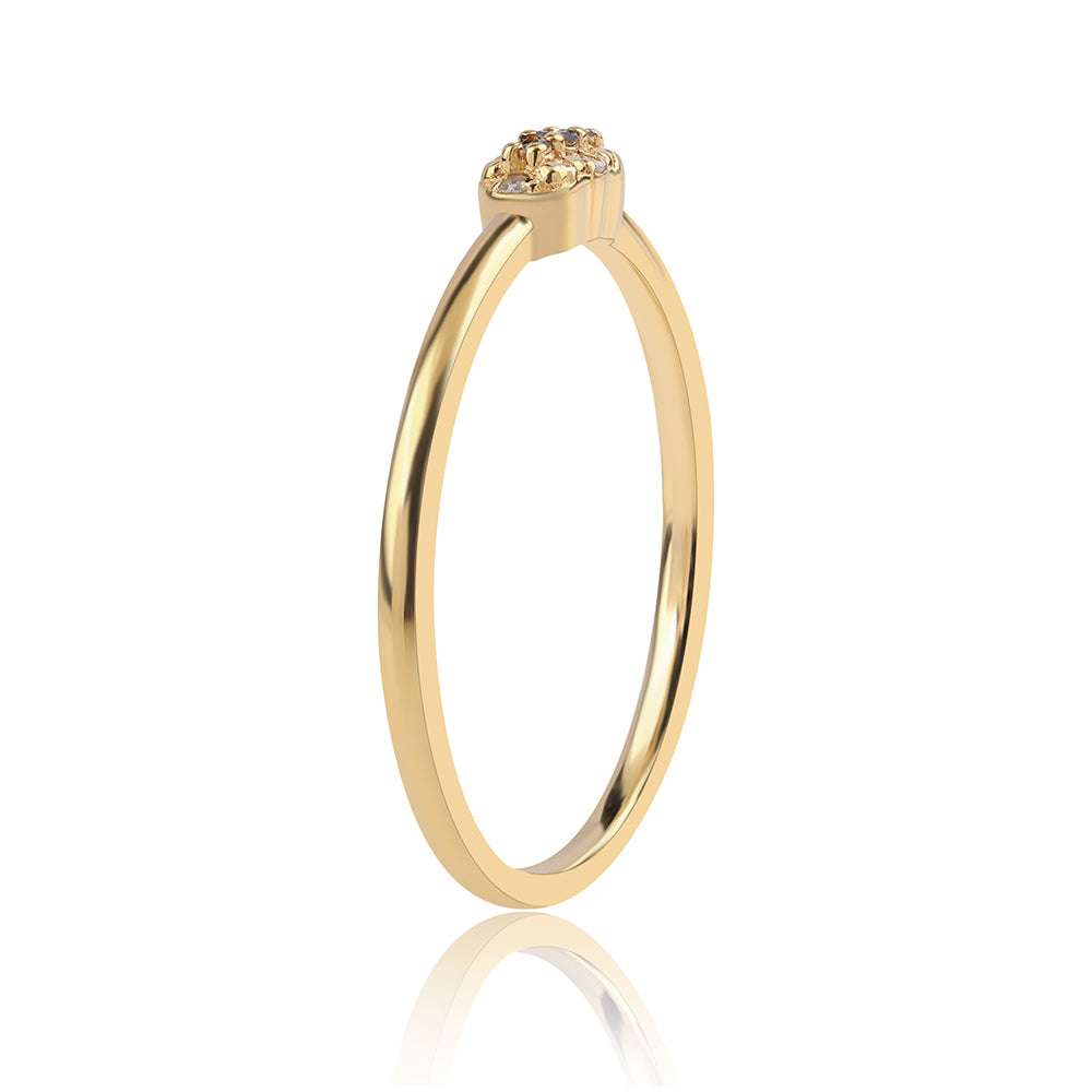 Inel din Argint 925 Placat cu Aur ( 1.41 grame ) cu Diamant Negru și Diamant Alb 0.05 Carate 2 