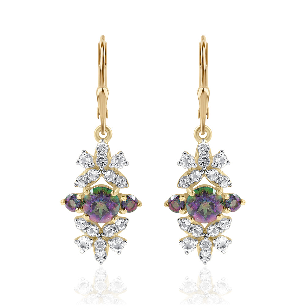 Cercei din Argint 925 Placat cu Aur ( 3.25 grame ) cu Topaz Mistic 3.47 Carate