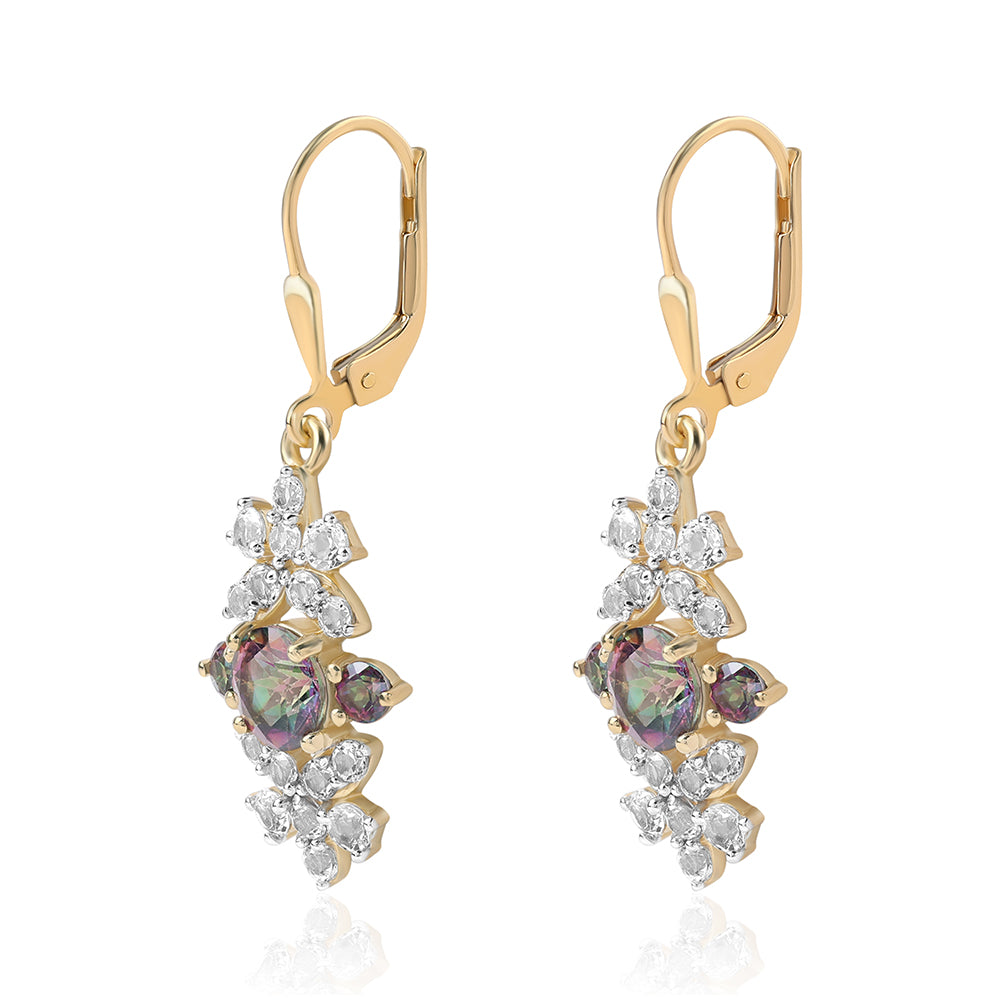 Cercei din Argint 925 Placat cu Aur ( 3.25 grame ) cu Topaz Mistic 3.47 Carate 2 