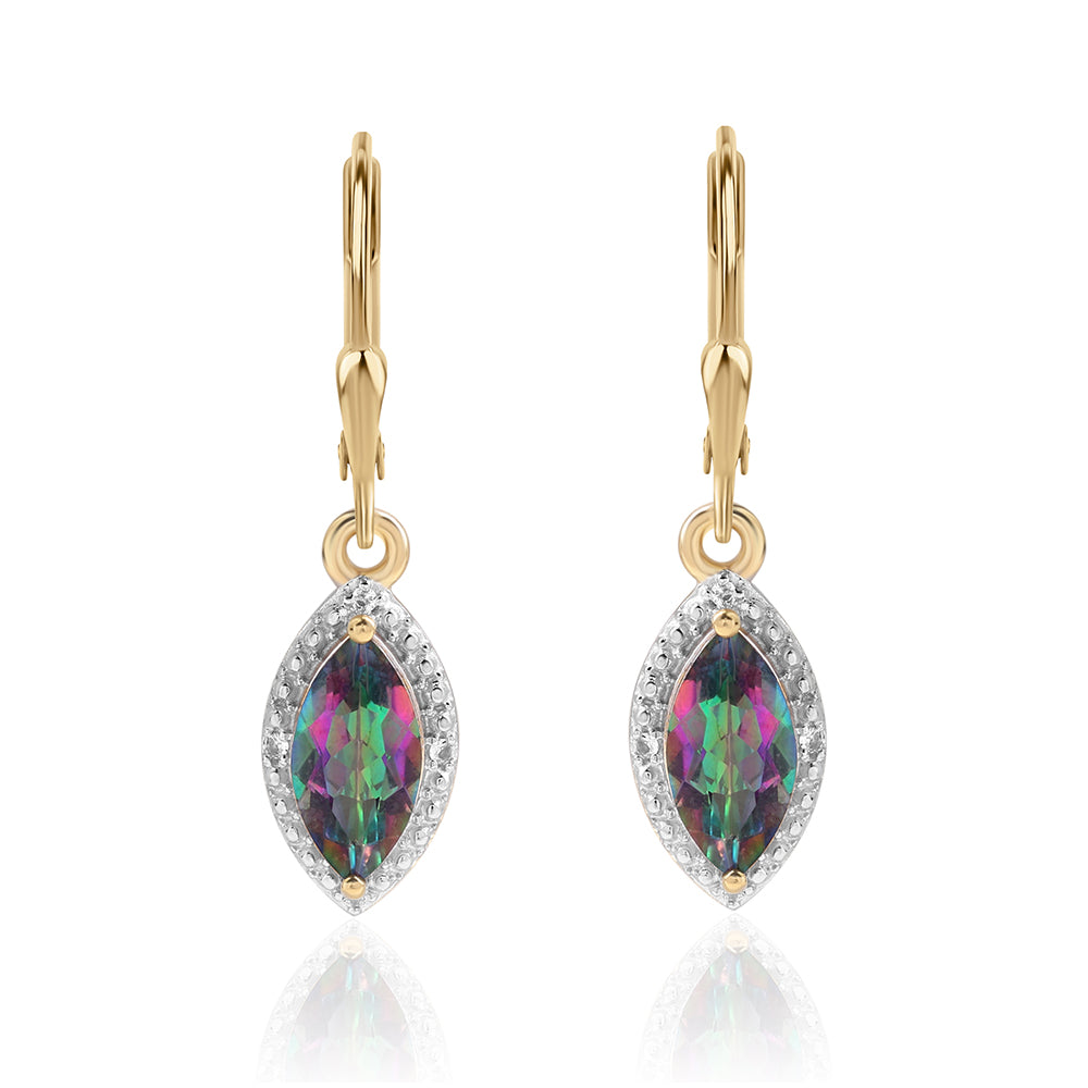 Cercei din Argint 925 Placat cu Aur ( 2.32 grame ) cu Topaz Mistic și Topaz Alb 2.24 Carate 1 