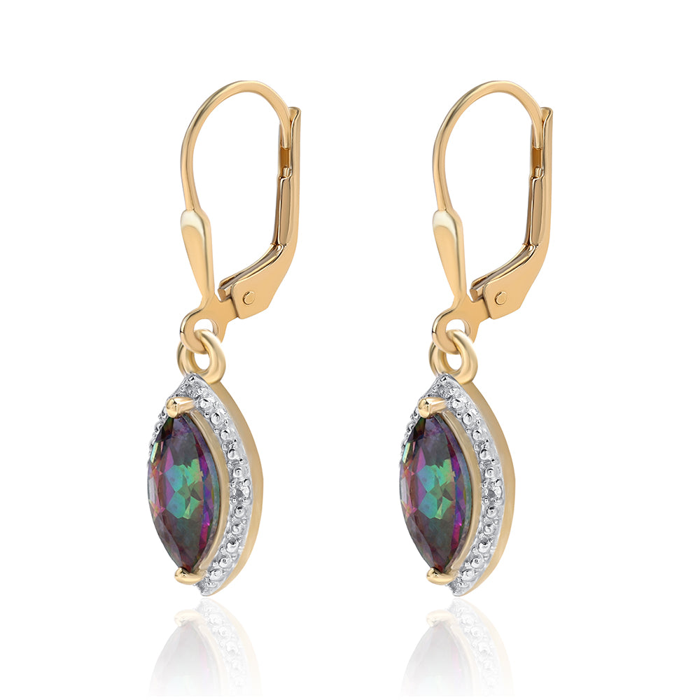 Cercei din Argint 925 Placat cu Aur ( 2.32 grame ) cu Topaz Mistic și Topaz Alb 2.24 Carate