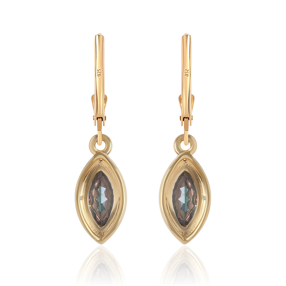 Cercei din Argint 925 Placat cu Aur ( 2.32 grame ) cu Topaz Mistic și Topaz Alb 2.24 Carate 3 