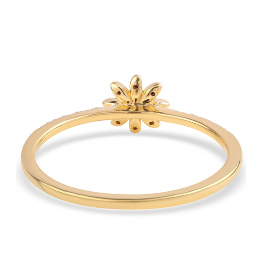 Inel din Argint 925 Placat cu Aur ( 1.36 grame ) cu Diamant Negru și Diamant Alb 0.07 Carate