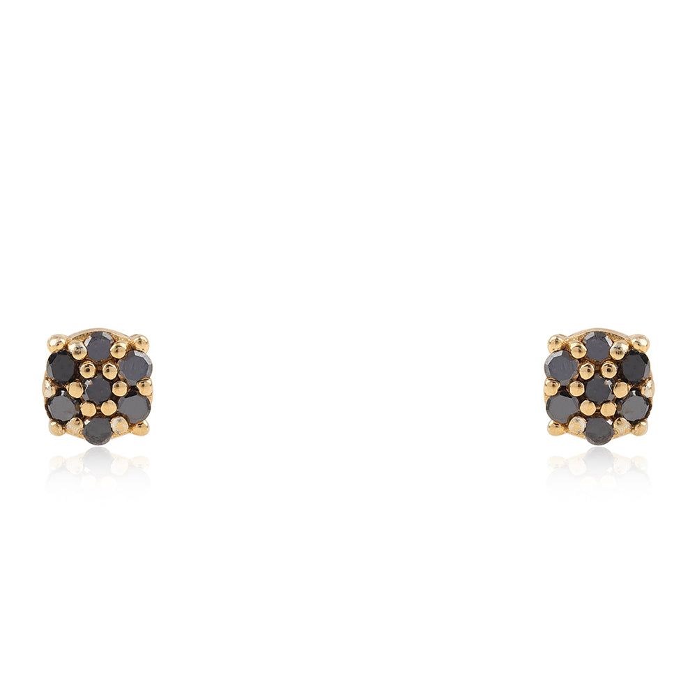 Cercei din Argint 925 Placat cu Aur ( 1.12 grame ) cu Diamant Negru 0.14 Carate 2 