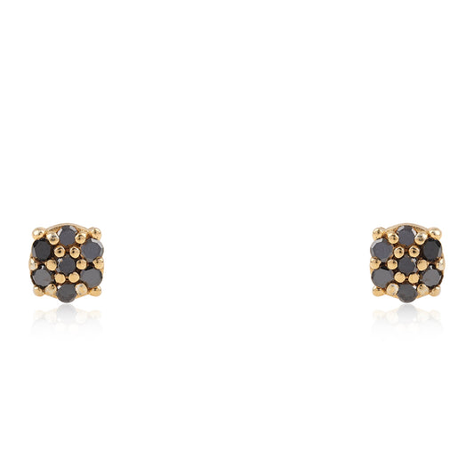 Cercei din Argint 925 Placat cu Aur ( 1.12 grame ) cu Diamant Negru 0.14 Carate
