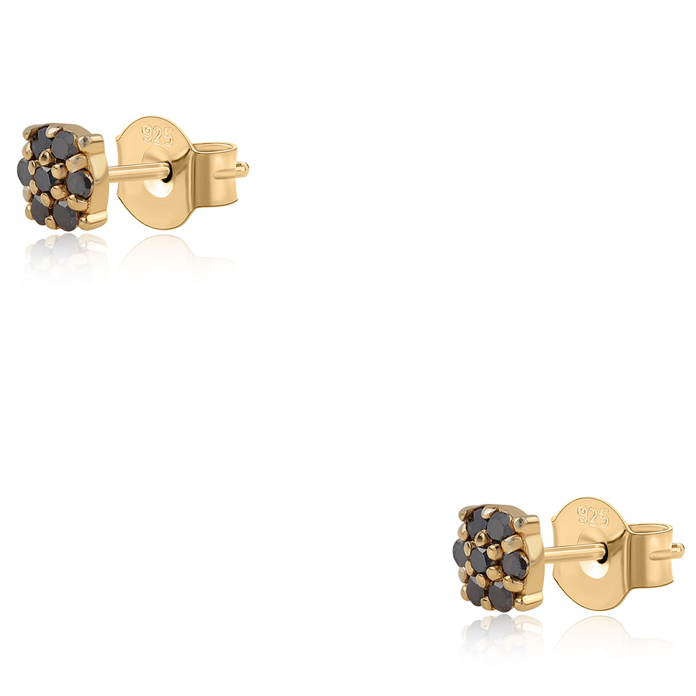 Cercei din Argint 925 Placat cu Aur ( 1.12 grame ) cu Diamant Negru 0.14 Carate