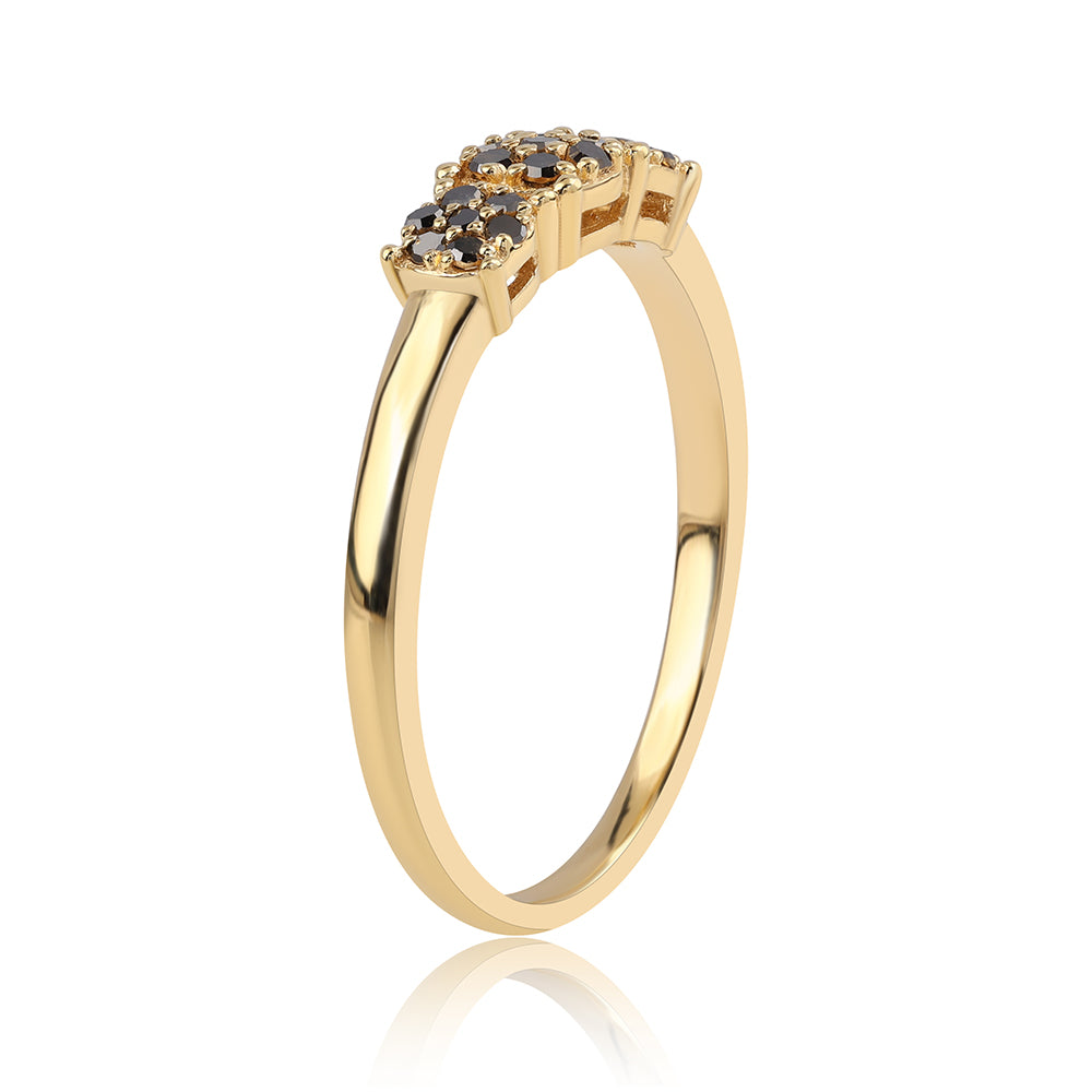 Inel din Argint 925 Placat cu Aur ( 1.91 grame ) cu Diamant Negru 0.25 Carate 2 