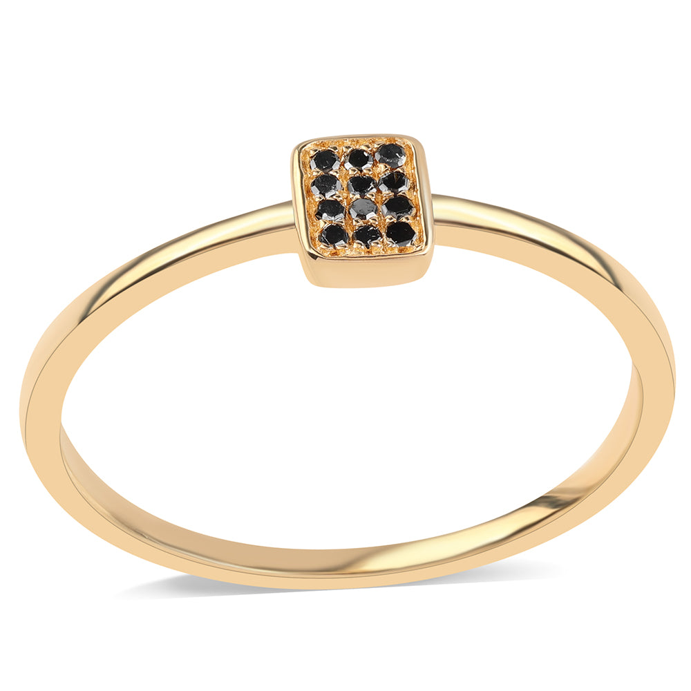 Inel din Argint 925 Placat cu Aur ( 1.33 grame ) cu Diamant Negru 0.06 Carate 1 