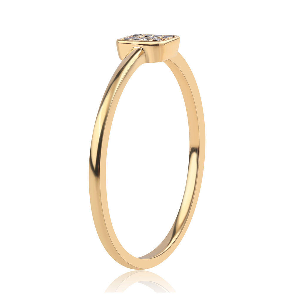 Inel din Argint 925 Placat cu Aur ( 1.33 grame ) cu Diamant Negru 0.06 Carate 2 