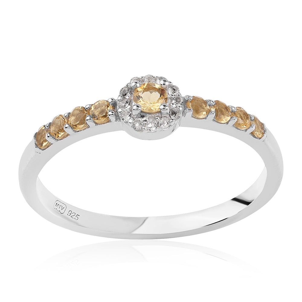 Inel din Argint 925 ( 1.94 grame ) cu Citrin Brazilian Clasa "AA" și Topaz Alb 1.13 Carate 1 