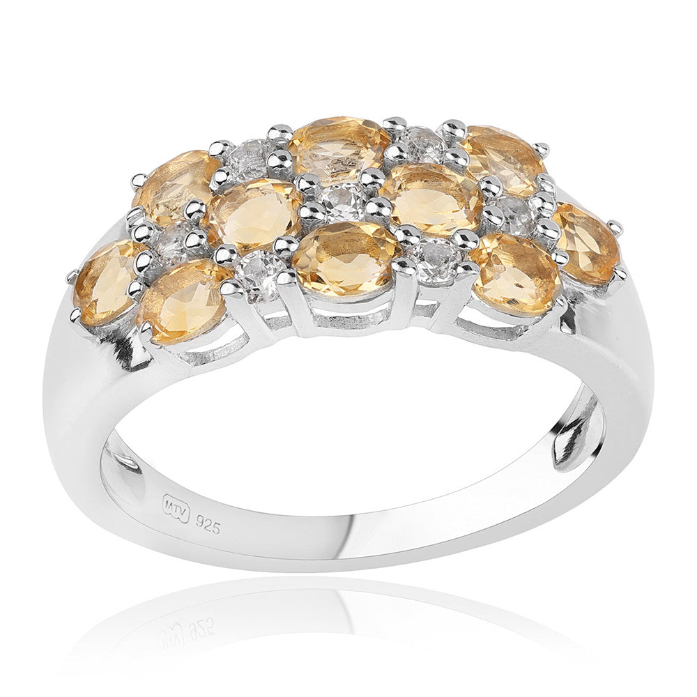 Inel din Argint 925 ( 3.37 grame ) cu Citrin Brazilian Clasa "AA" și Topaz Alb 2.08 Carate