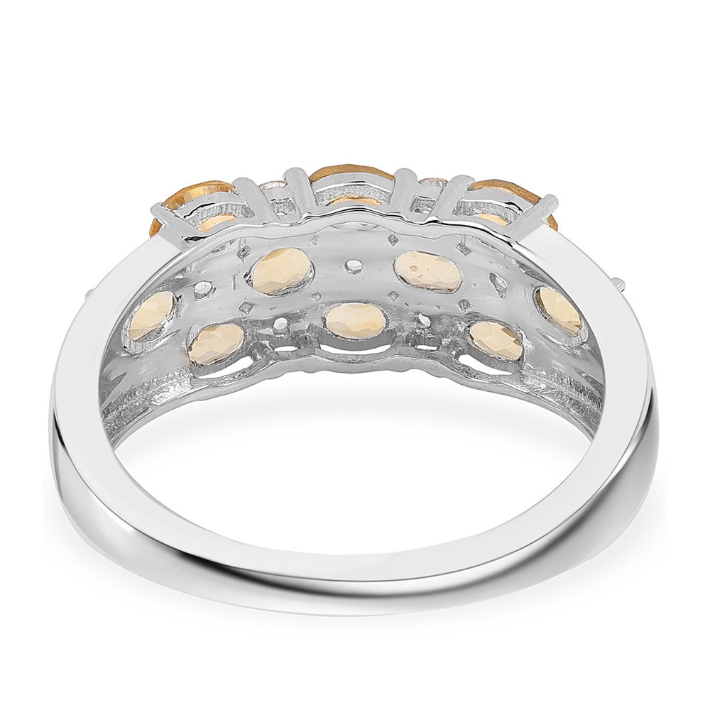 Inel din Argint 925 ( 3.37 grame ) cu Citrin Brazilian Clasa "AA" și Topaz Alb 2.08 Carate 3 