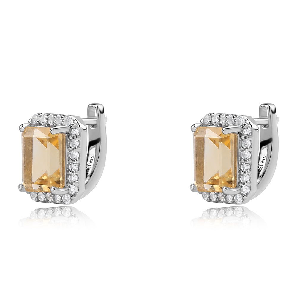 Cercei din Argint 925 ( 3.01 grame ) cu Citrin Brazilian Clasa "AA" și Topaz Alb 3.74 Carate 1 