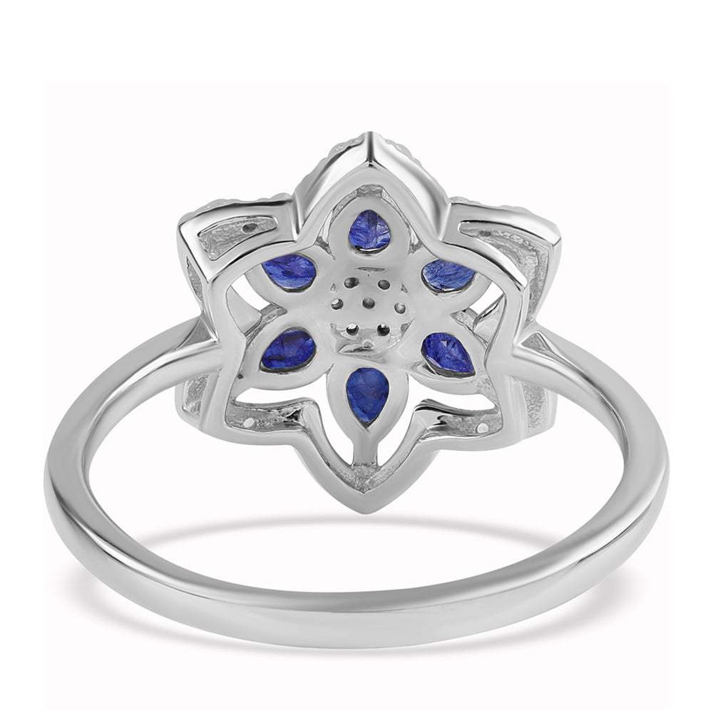 Inel din Argint 925 ( 3.29 grame ) cu Safir Albastru Australian și Topaz Alb 1.67 Carate 3 
