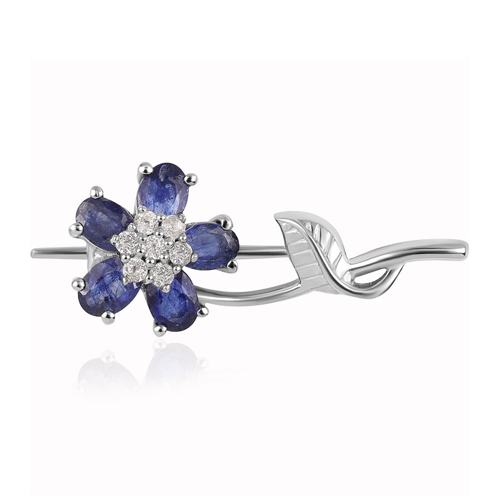 Broşă din Argint 925 ( 2.03 grame ) cu Safir Albastru Australian și Topaz Alb 1.56 Carate 1 