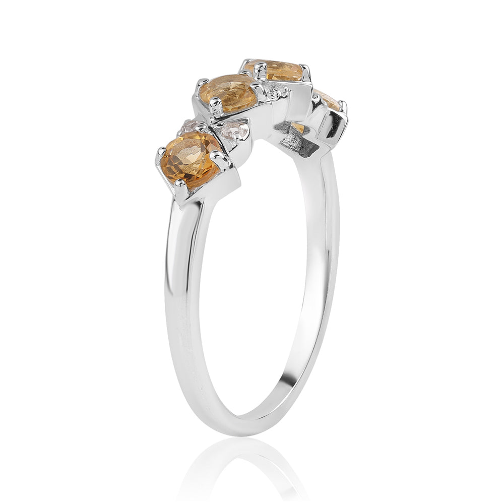 Inel din Argint 925 ( 2.41 grame ) cu Citrin Brazilian Clasa "AA" și Topaz Alb 1.11 Carate 2 