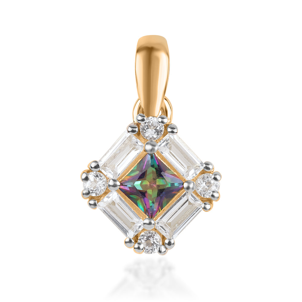Pandantiv din Argint 925 Placat cu Aur ( 1.13 grame ) cu Topaz Mistic și Topaz Alb 1.24 Carate 1 