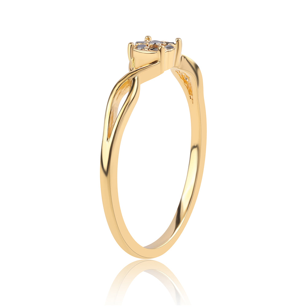 Inel din Argint 925 Placat cu Aur ( 1.63 grame ) cu Diamant Negru 0.11 Carate