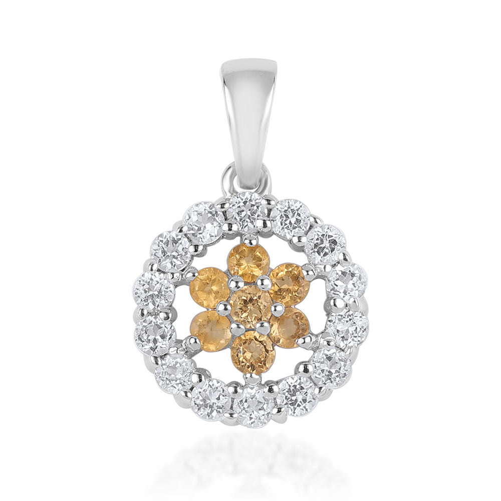Pandantiv din Argint 925 ( 1.16 grame ) cu Citrin Brazilian Clasa "AA" și Topaz Alb 0.84 Carate
