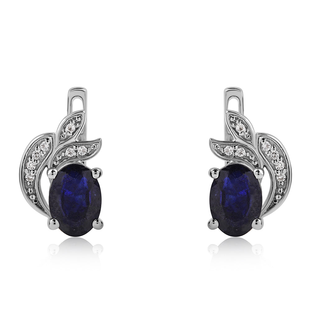 Cercei din Argint 925 ( 2.68 grame ) cu Safir Albastru Australian și Topaz Alb 2.27 Carate 2 