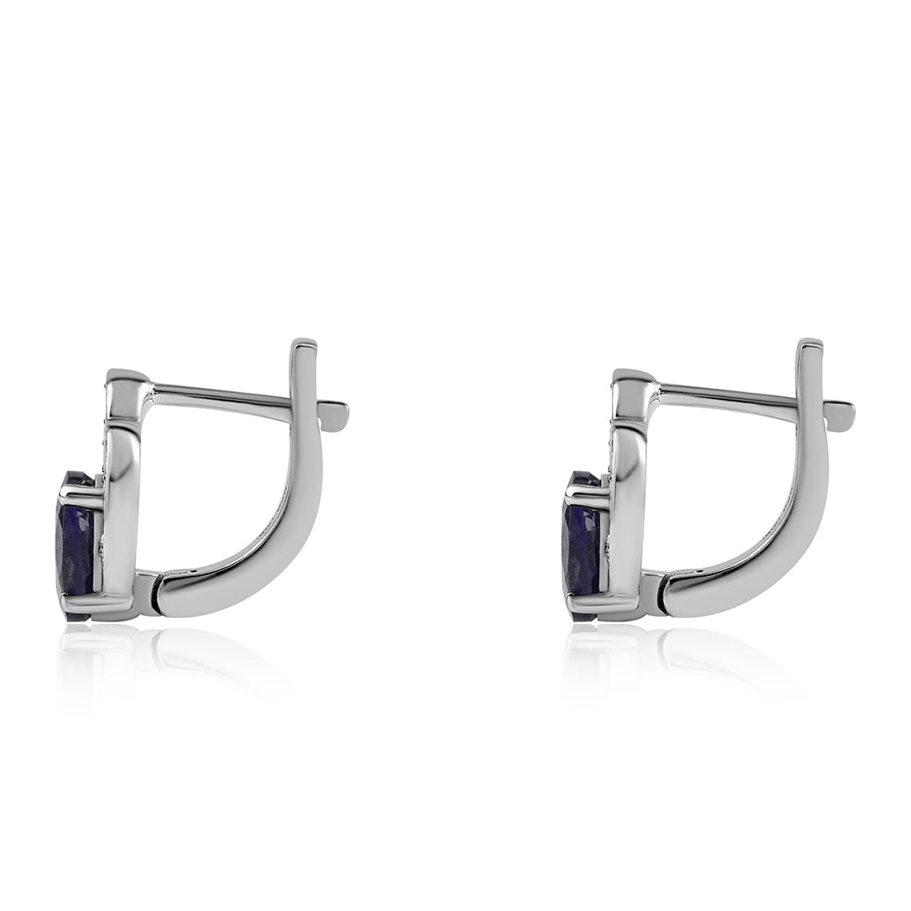 Cercei din Argint 925 ( 2.68 grame ) cu Safir Albastru Australian și Topaz Alb 2.27 Carate