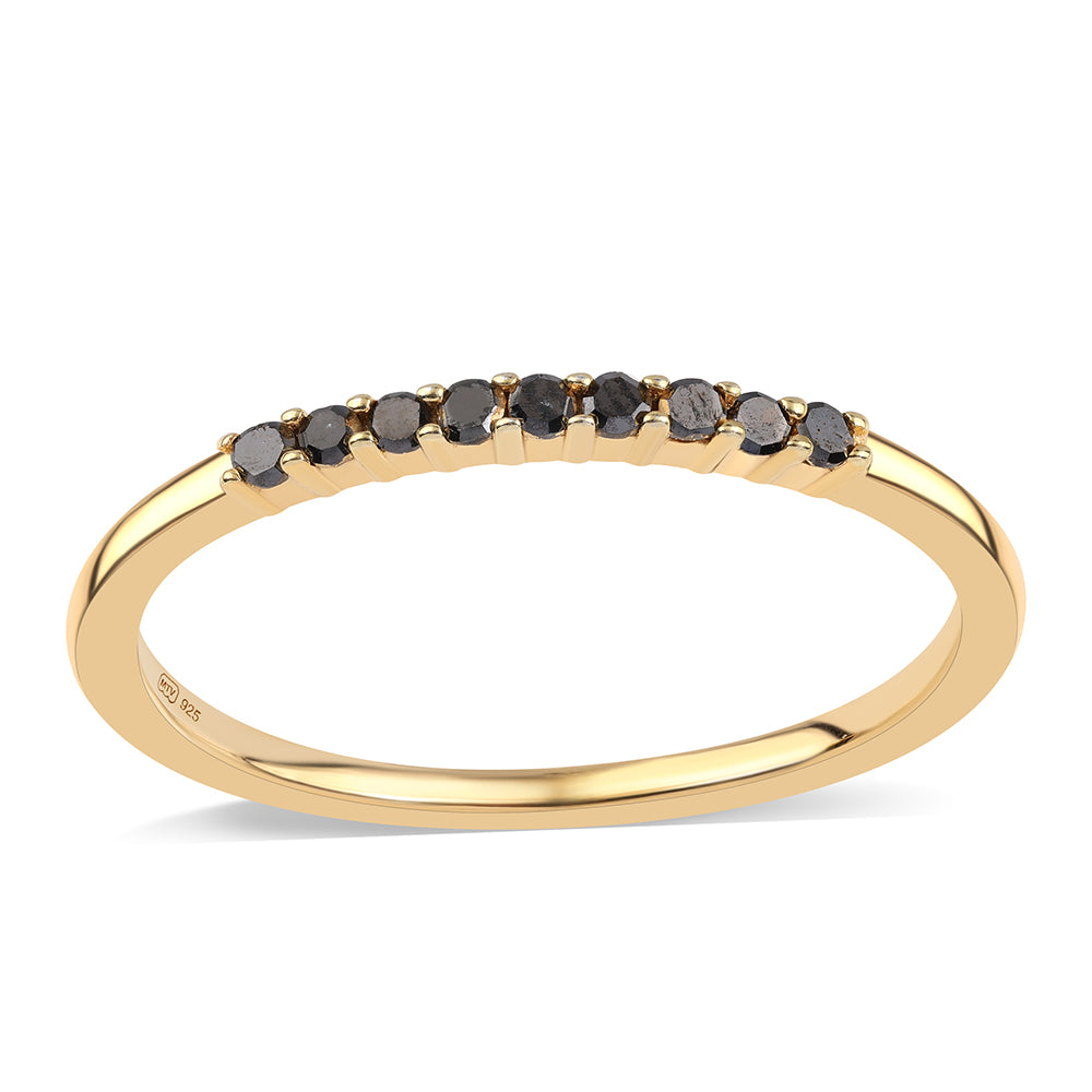 Inel din Argint 925 Placat cu Aur ( 1.2 grame ) cu Diamant Negru 0.14 Carate