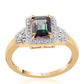 Inel din Argint 925 Placat cu Aur ( 3.29 grame ) cu Topaz Mistic și Topaz Alb 1.86 Carate