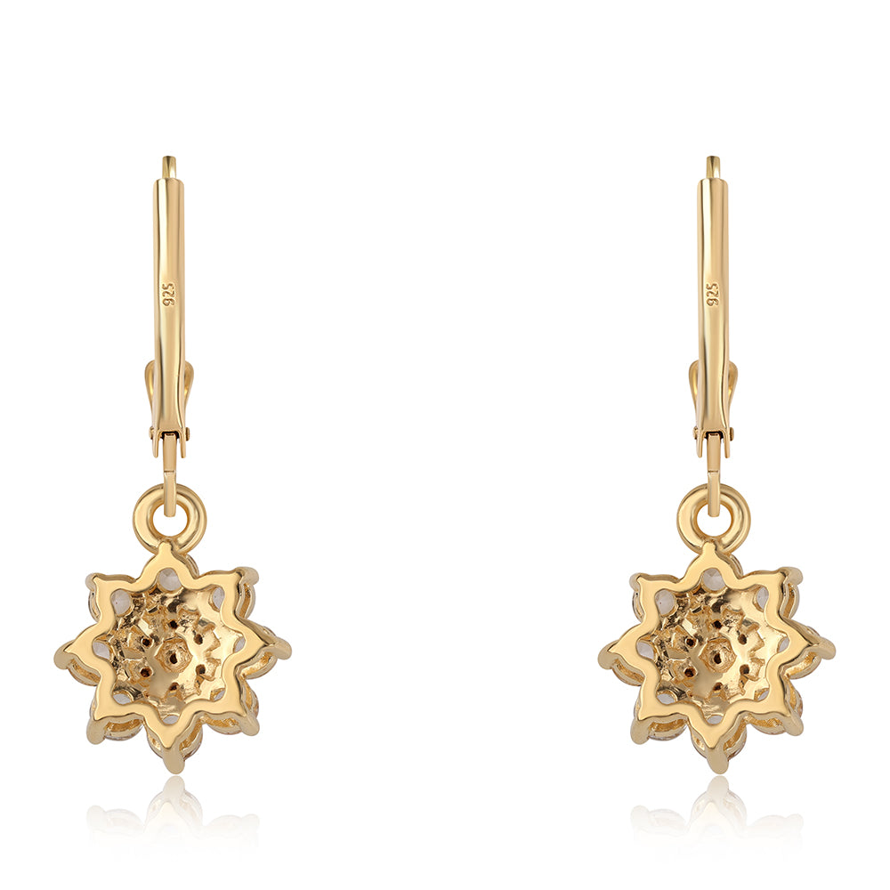 Cercei din Argint 925 Placat cu Aur ( 2.11 grame ) cu Diamant Negru și Topaz Alb 1.78 Carate 3 