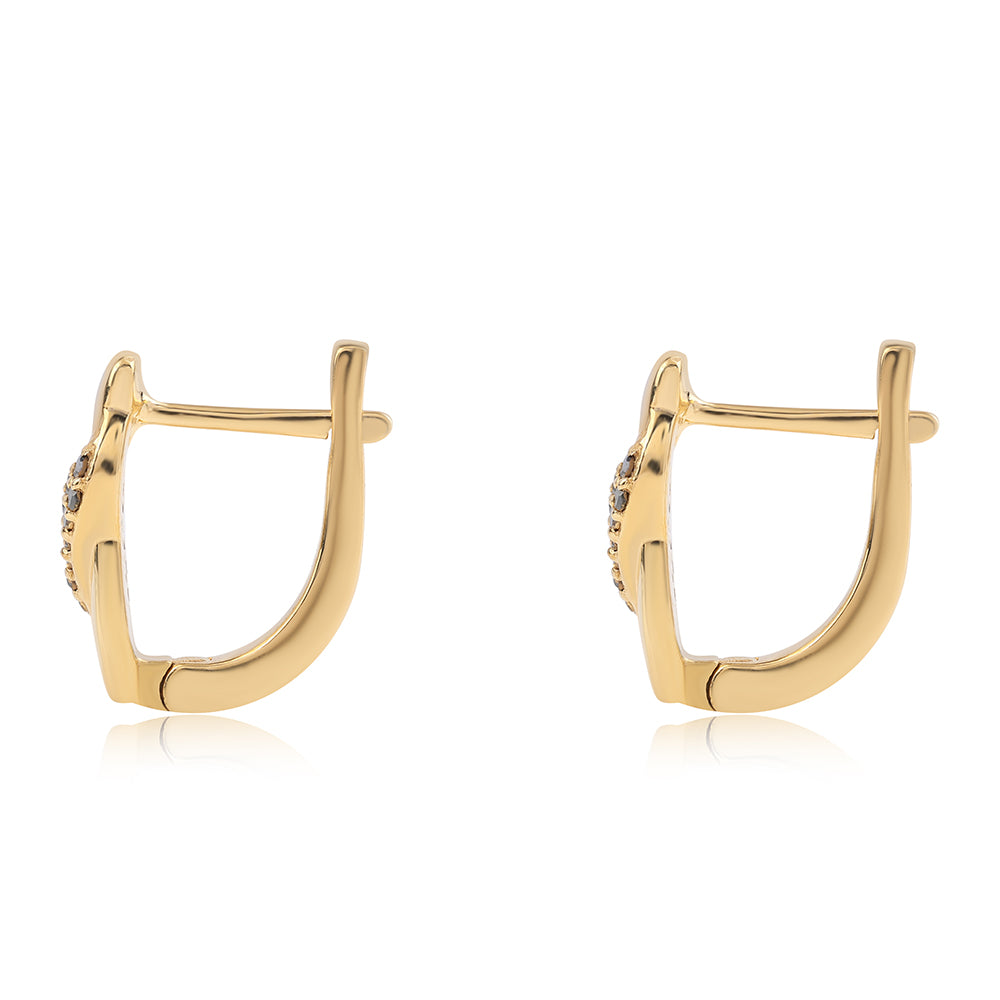 Cercei din Argint 925 Placat cu Aur ( 2.84 grame ) cu Diamant Negru 0.15 Carate 2 