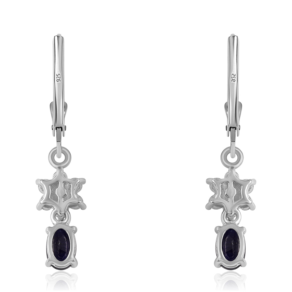 Cercei din Argint 925 ( 2.07 grame ) cu Safir Albastru Australian și Topaz Alb 1.92 Carate 3 
