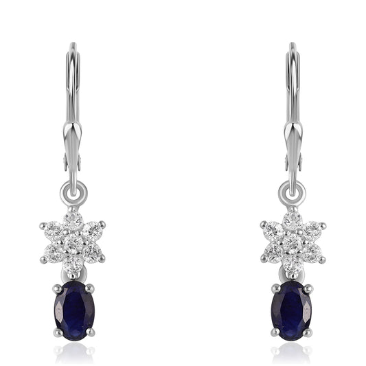 Cercei din Argint 925 ( 2.07 grame ) cu Safir Albastru Australian și Topaz Alb 1.92 Carate