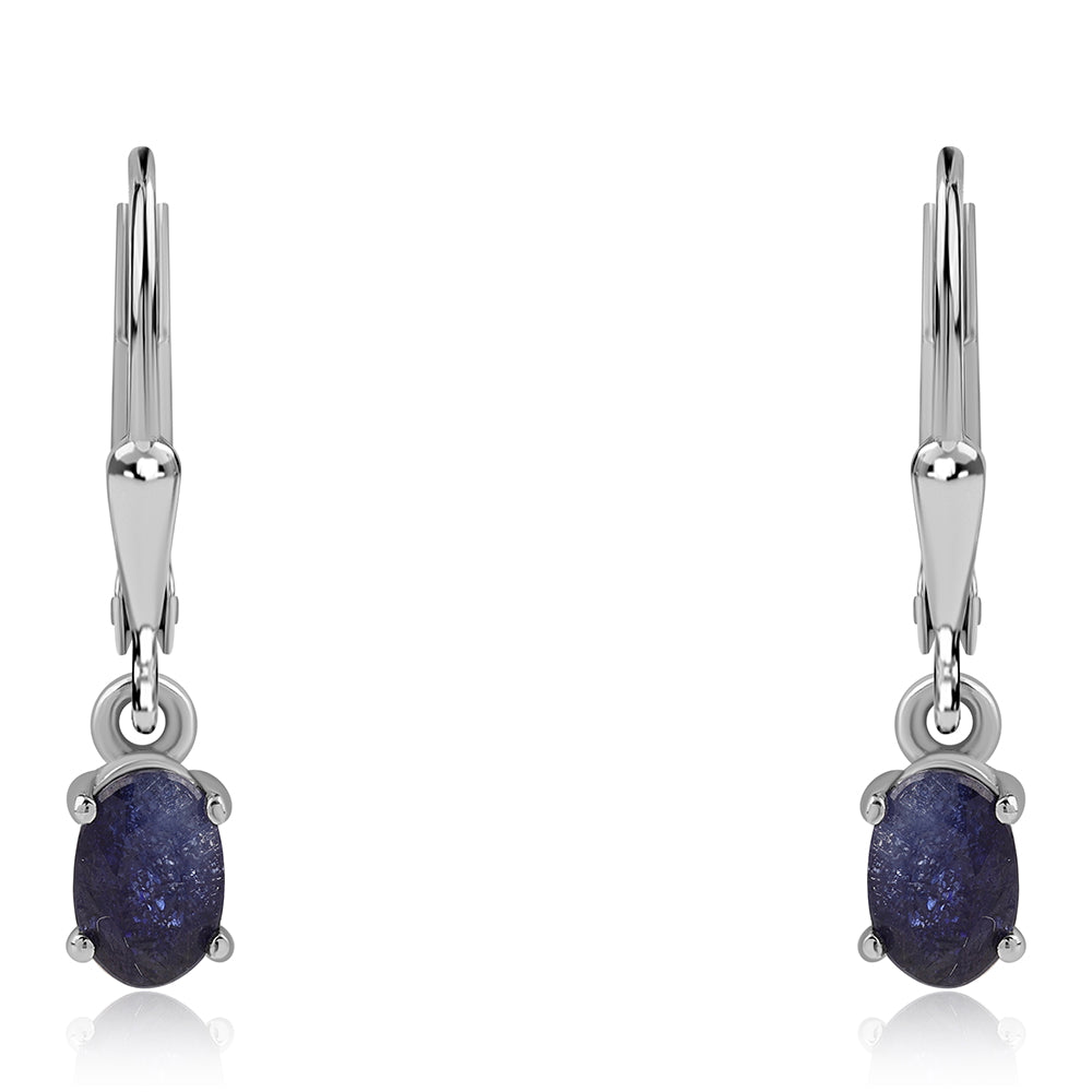 Cercei din Argint 925 ( 1.22 grame ) cu Safir Albastru Australian 1.36 Carate