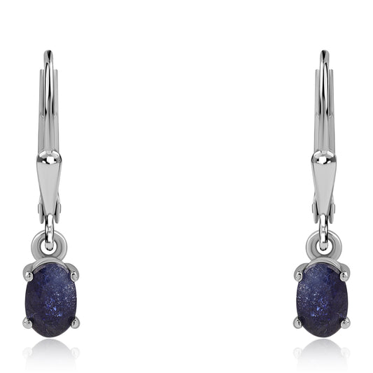 Cercei din Argint 925 ( 1.22 grame ) cu Safir Albastru Australian 1.36 Carate