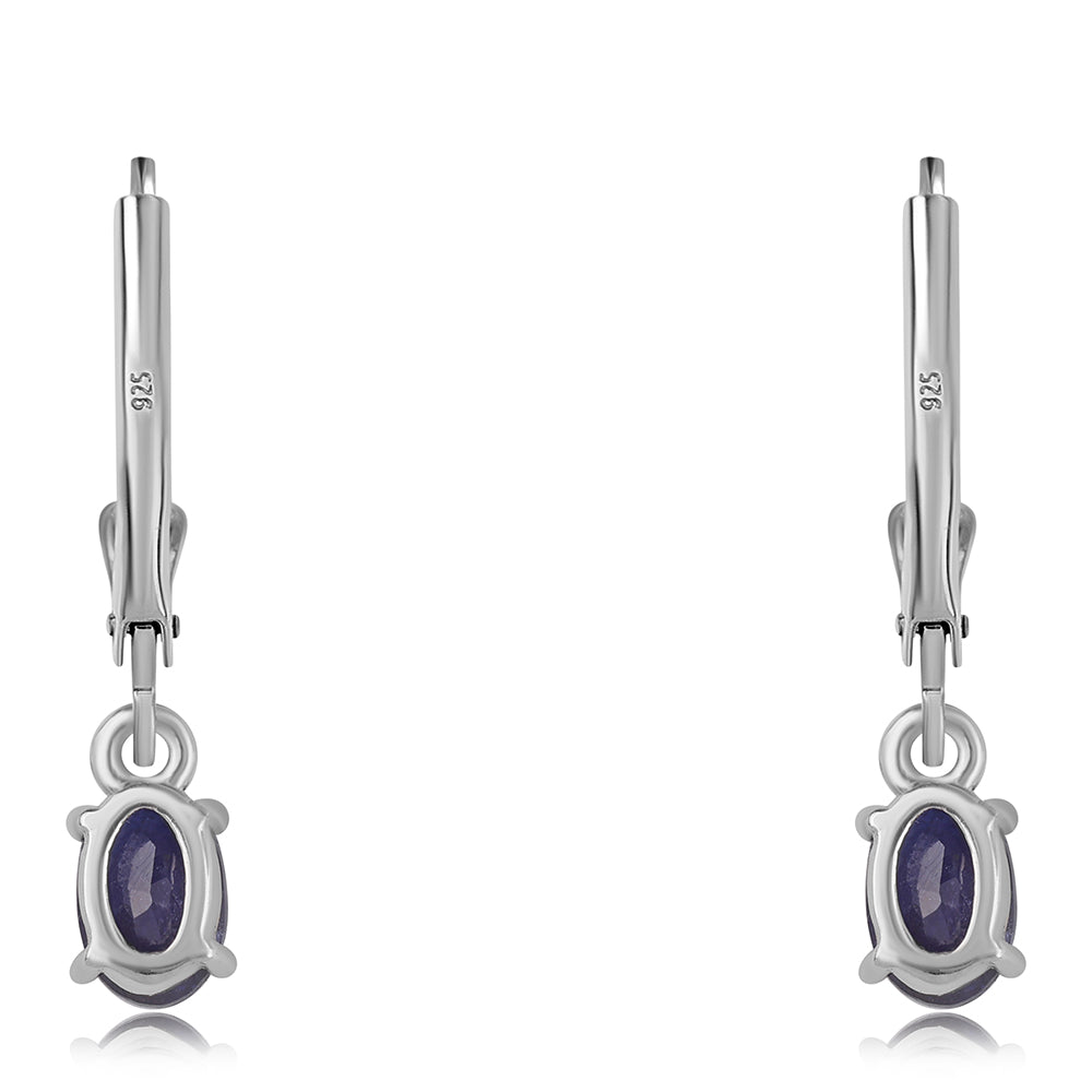 Cercei din Argint 925 ( 1.22 grame ) cu Safir Albastru Australian 1.36 Carate 3 
