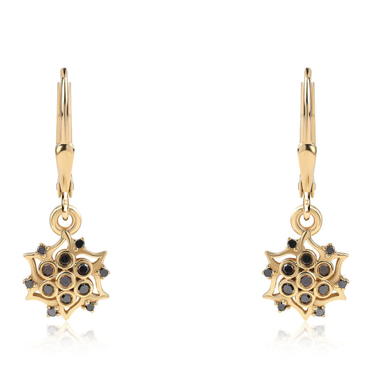 Cercei din Argint 925 Placat cu Aur ( 1.88 grame ) cu Diamant Negru 0.2 Carate