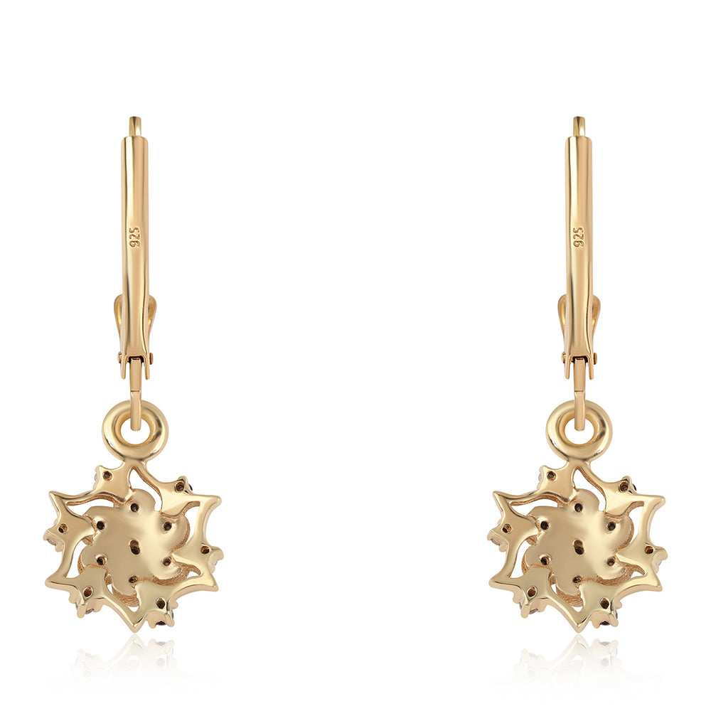 Cercei din Argint 925 Placat cu Aur ( 1.88 grame ) cu Diamant Negru 0.2 Carate 3 