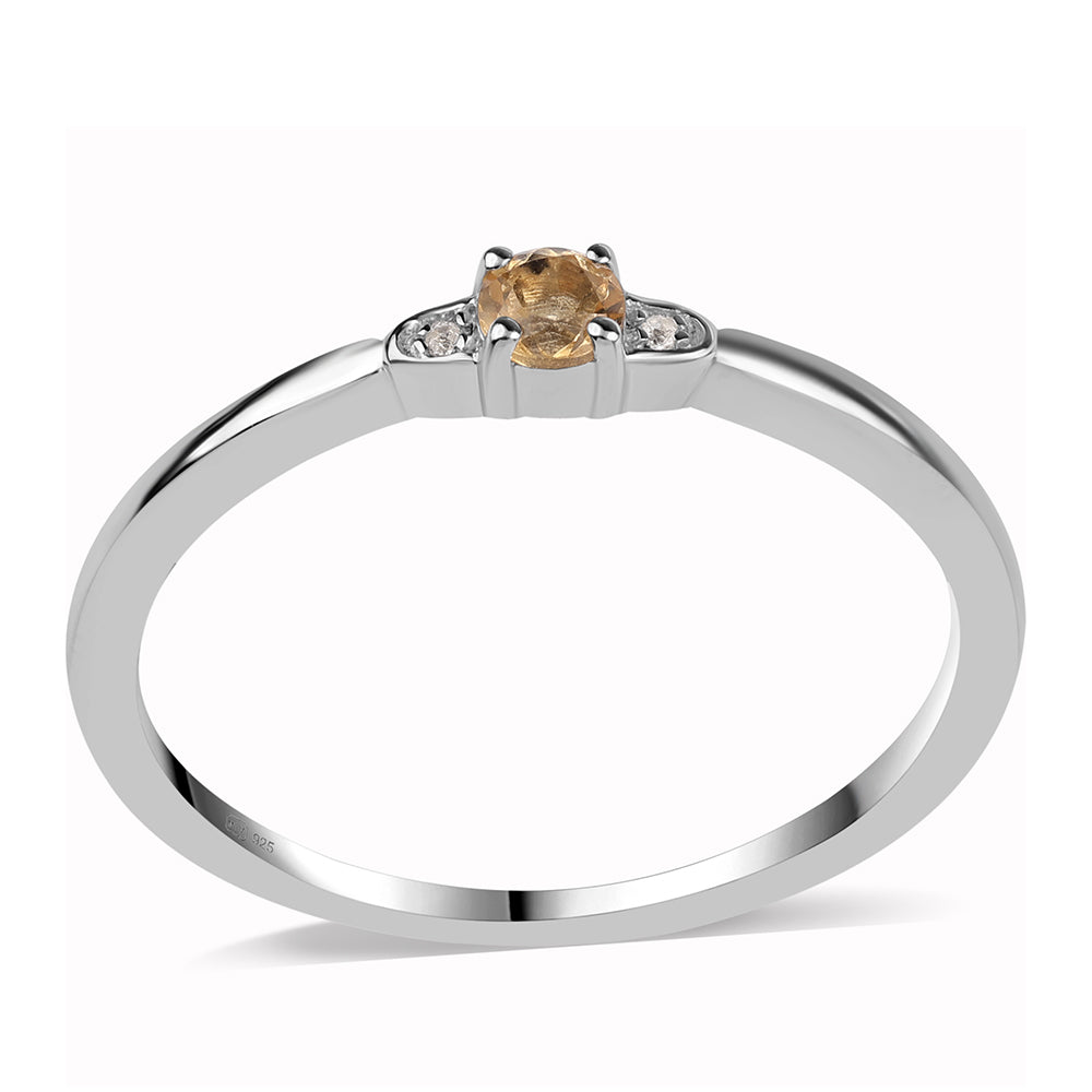 Inel din Argint 925 ( 1.66 grame ) cu Citrin Brazilian Clasa "AA" și Topaz Alb 0.18 Carate 1 