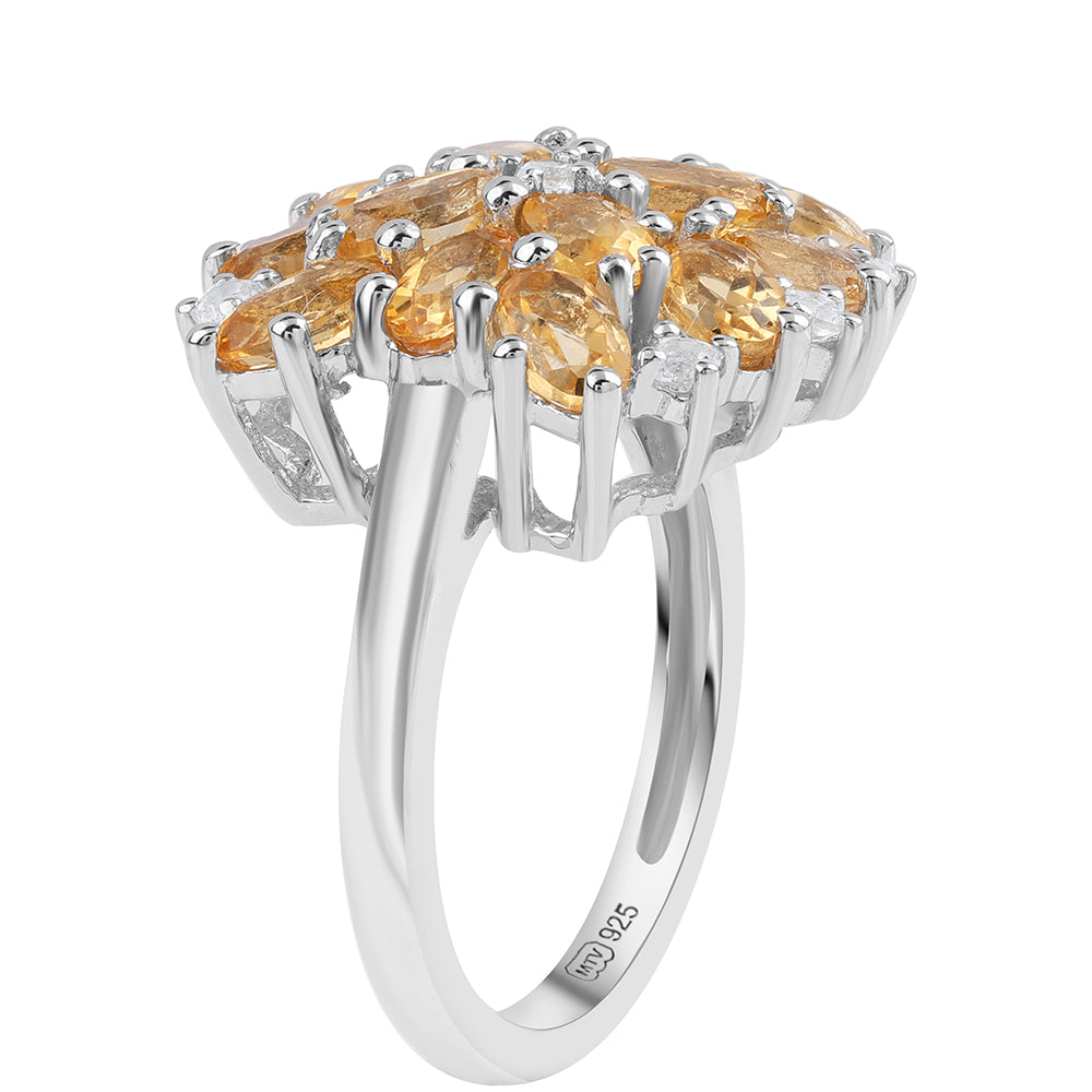 Inel din Argint 925 ( 4.63 grame ) cu Citrin Brazilian Clasa "AA" și Topaz Alb 3.28 Carate