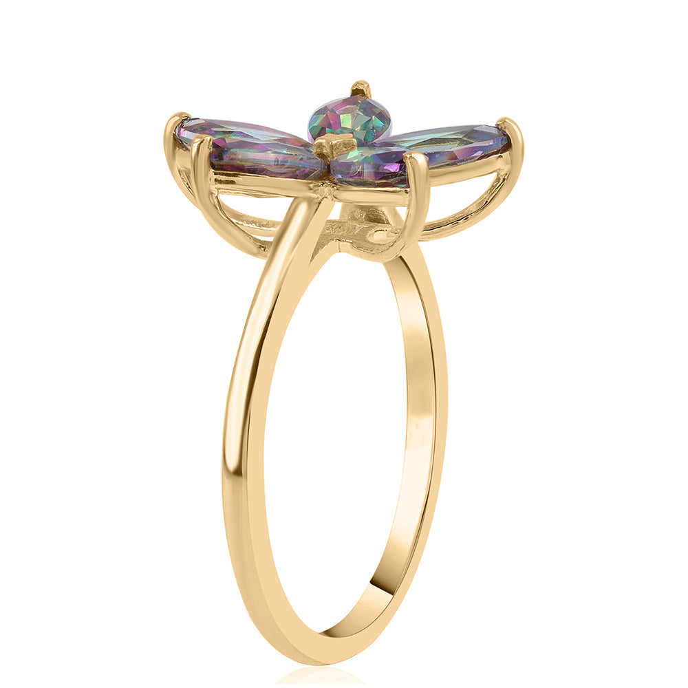 Inel din Argint 925 Placat cu Aur ( 2.42 grame ) cu Topaz Mistic 2.85 Carate