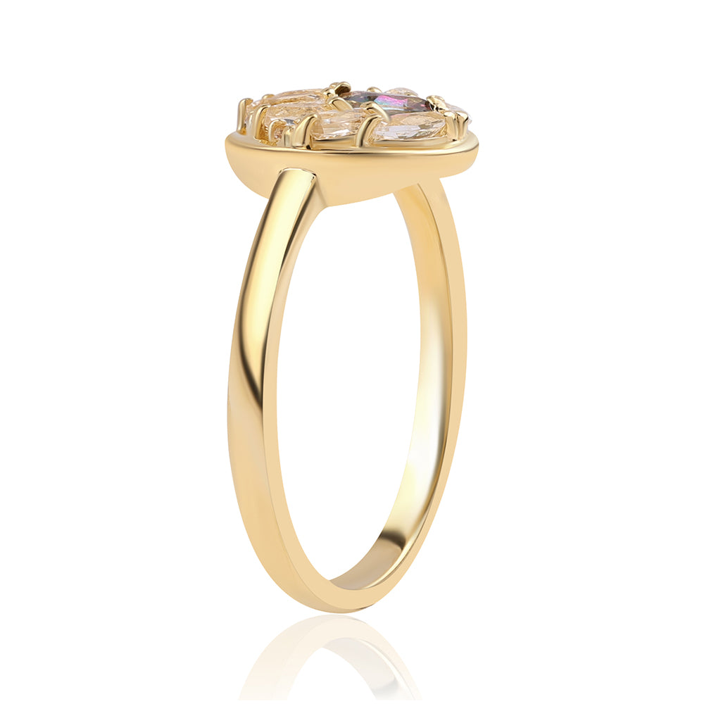 Inel din Argint 925 Placat cu Aur ( 2.84 grame ) cu Topaz Mistic și Topaz Alb 0.94 Carate