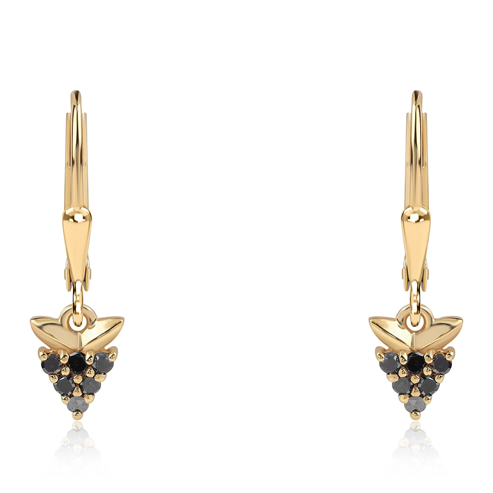 Cercei din Argint 925 Placat cu Aur ( 1.34 grame ) cu Diamant Negru 0.18 Carate 2 