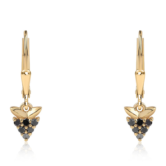 Cercei din Argint 925 Placat cu Aur ( 1.34 grame ) cu Diamant Negru 0.18 Carate
