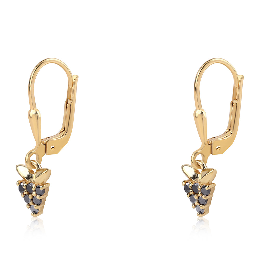 Cercei din Argint 925 Placat cu Aur ( 1.34 grame ) cu Diamant Negru 0.18 Carate 1 