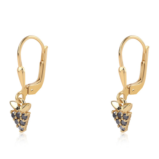 Cercei din Argint 925 Placat cu Aur ( 1.34 grame ) cu Diamant Negru 0.18 Carate