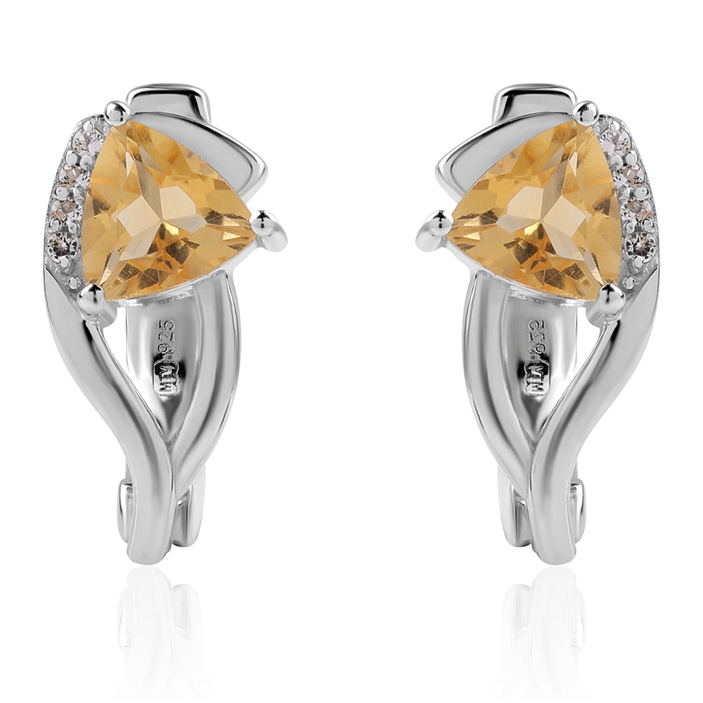 Cercei din Argint 925 ( 2.6 grame ) cu Citrin Brazilian Clasa "AA" și Topaz Alb 0.88 Carate