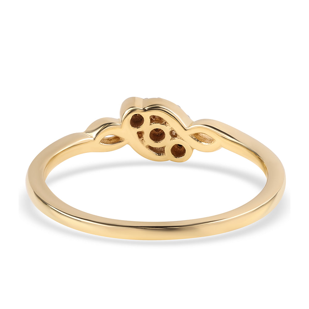 Inel din Argint 925 Placat cu Aur ( 2.22 grame ) cu Diamant Negru 0.08 Carate 2 