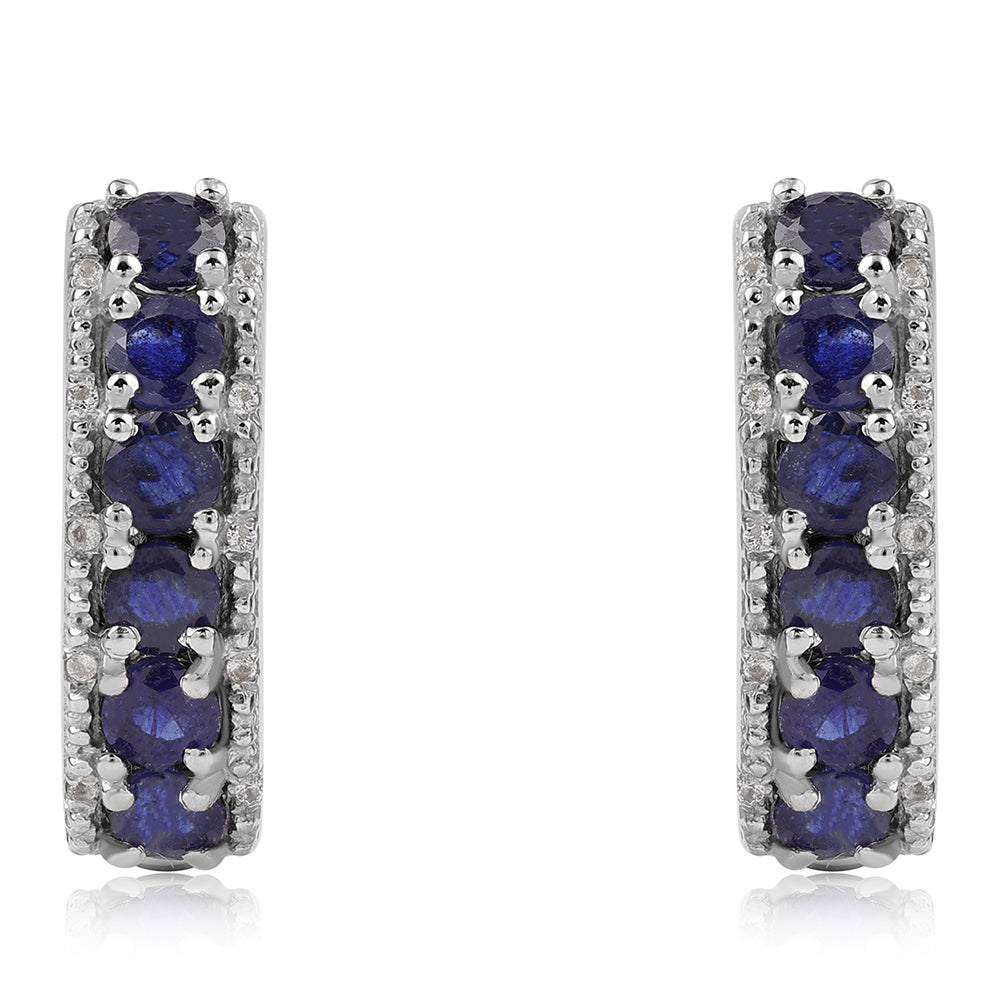 Cercei din Argint 925 ( 4.49 grame ) cu Safir Albastru Australian și Topaz Alb 3.58 Carate 2 