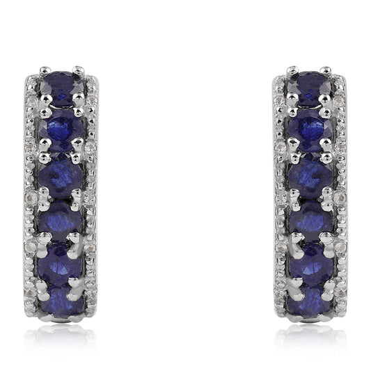 Cercei din Argint 925 ( 4.49 grame ) cu Safir Albastru Australian și Topaz Alb 3.58 Carate