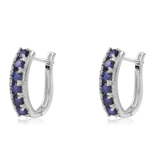 Cercei din Argint 925 ( 4.49 grame ) cu Safir Albastru Australian și Topaz Alb 3.58 Carate